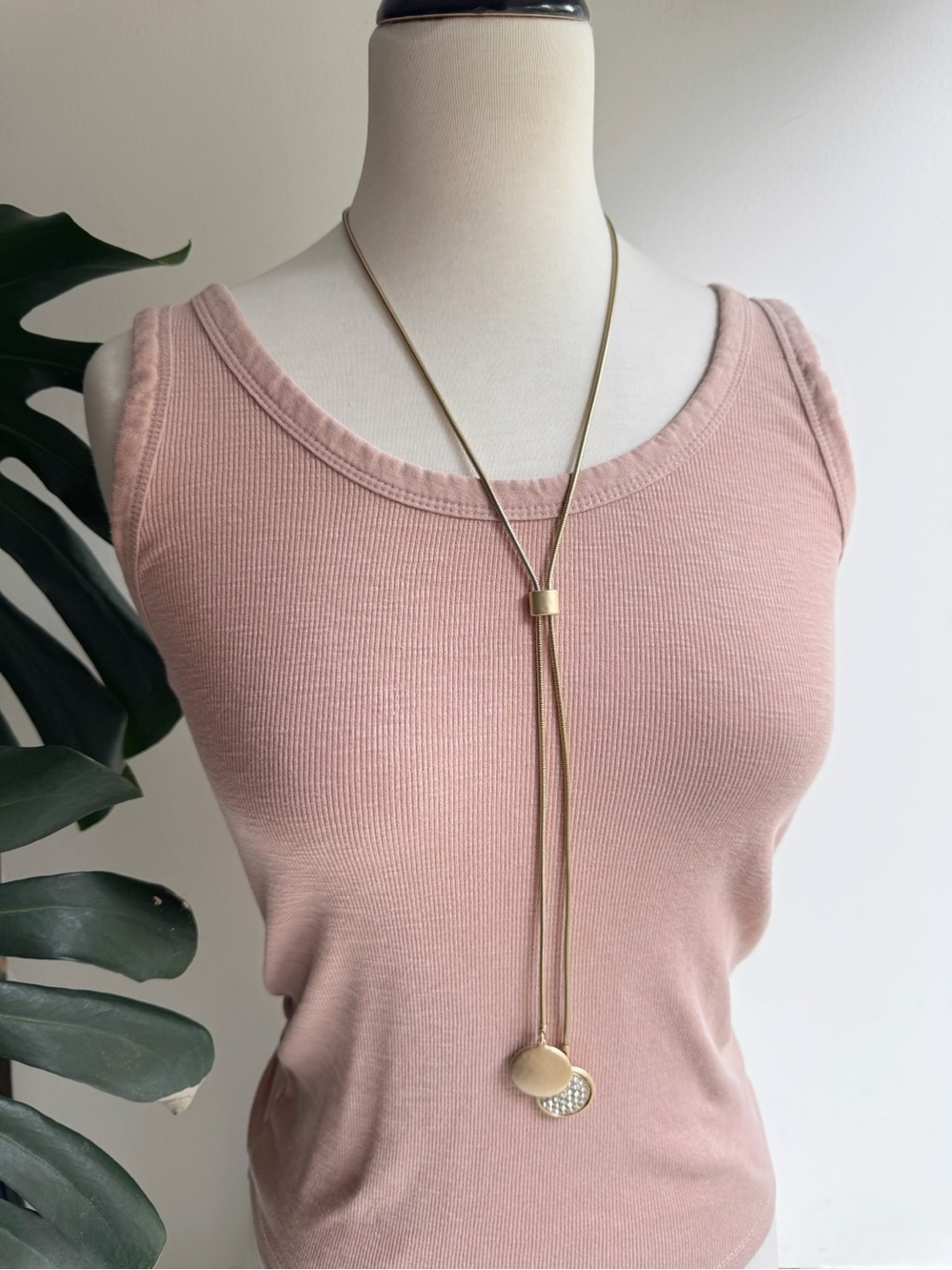 Chico's Crystal Pendants Lariat Snake Chain Necklace